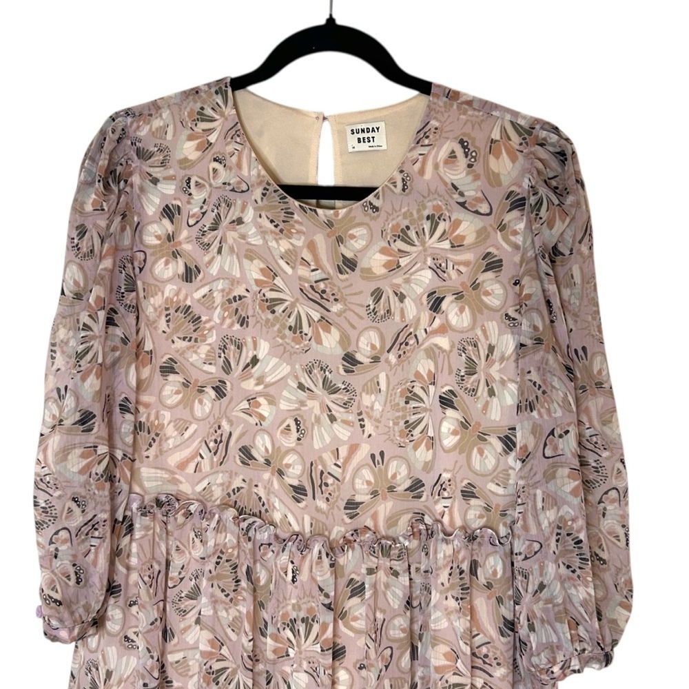 Aritzia Sunday Best Lillian Dress- Butterfly Print Babydoll Dress- Size XS - Picture 4 of 13